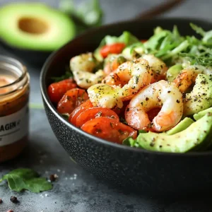 recette Salade avocat-crevettes vinaigrette au collag&egrave;ne