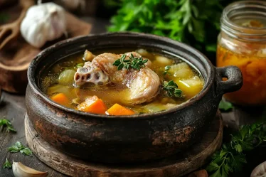 recette Bouillon d’os de poulet fermier et légumes racines