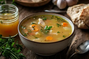 recette Soupe de carcasse de poule et légumes anciens