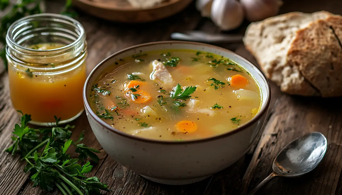 recette Soupe de carcasse de poule et légumes anciens