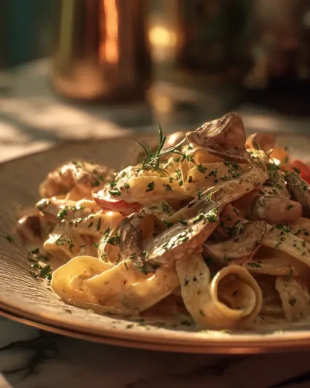 recette Pâtes crémeuses poulet-champignons, sauce au collagène