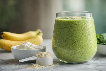 smoothie protéiné banane épinards et yaourt grec