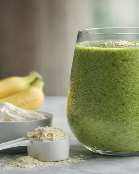 smoothie protéiné banane épinards et yaourt grec