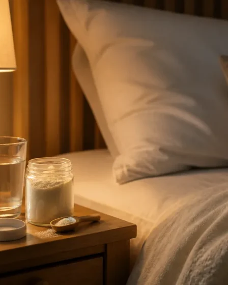 Routine du soir avec collagène verre d’eau et chambre apaisante
