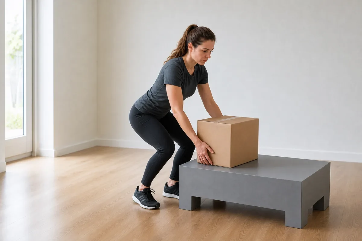 Posture contrôlée pour reposer un carton sur une plateforme stable